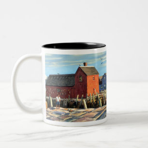 Caneca De Café Em Dois Tons Motif Cênico #1 Shack de Pesca Rockport