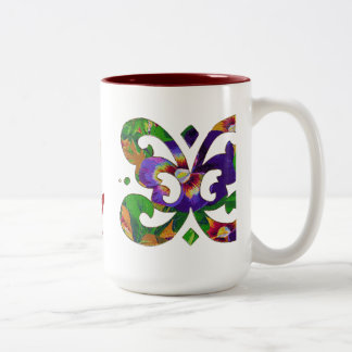 Caneca De Café Em Dois Tons Motif de Pansies Roxos