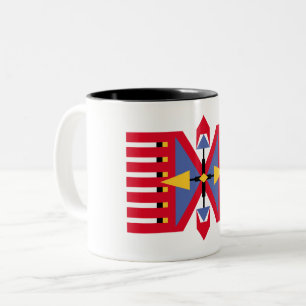 Caneca De Café Em Dois Tons motif têxtil tradicional indiana nativa