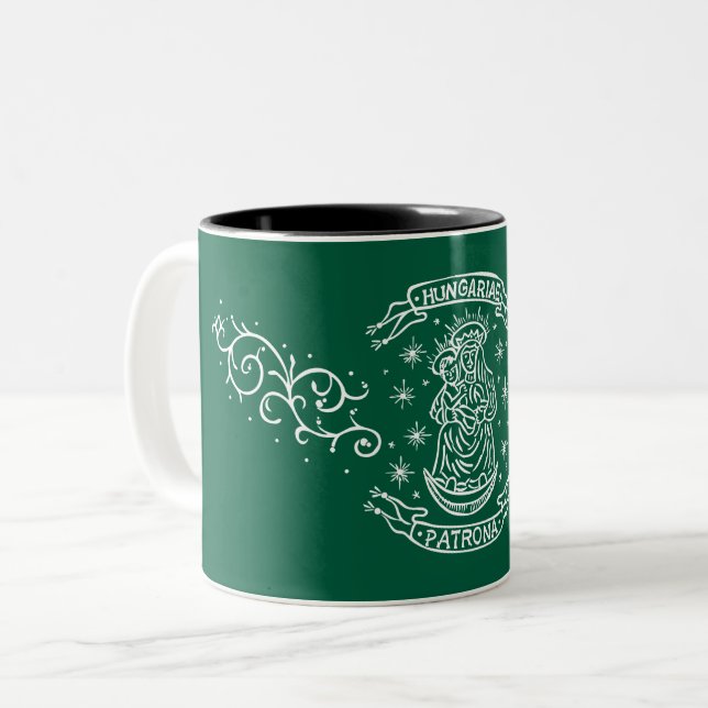 Caneca De Café Em Dois Tons motif virgem medieval mary jesus (Frente Esquerda)