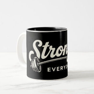 Caneca De Café Em Dois Tons Motivação Retro de Academia Mais Forte Todos os Di