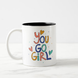 Caneca De Café Em Dois Tons Motivação Uma Menina Legal Você Vai Menina Clipart