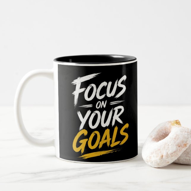Caneca De Café Em Dois Tons Motivacional  (Com Donut)