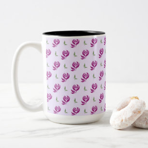 Caneca De Café Em Dois Tons Motivo de Vibrações do Jardim de Rosas