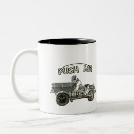 Caneca De Café Em Dois Tons Motocicleta Engraçada Vintage Empurre-Me