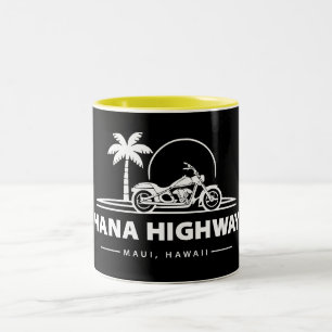 Caneca De Café Em Dois Tons Motocicleta Maui Hawaii, na autoestrada Hana
