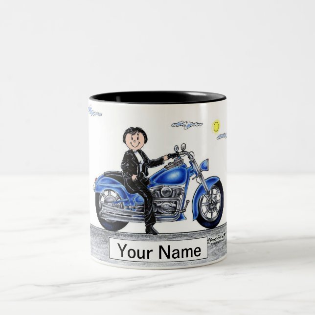 Caneca De Café Em Dois Tons Motociclo - Cartoon feminino (Centro)