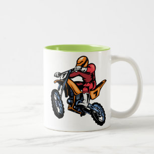 Caneca De Café Em Dois Tons Motocross verde de néon