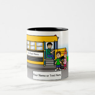 Caneca De Café Em Dois Tons Motorista de ônibus escolar personalizado - Cartoo