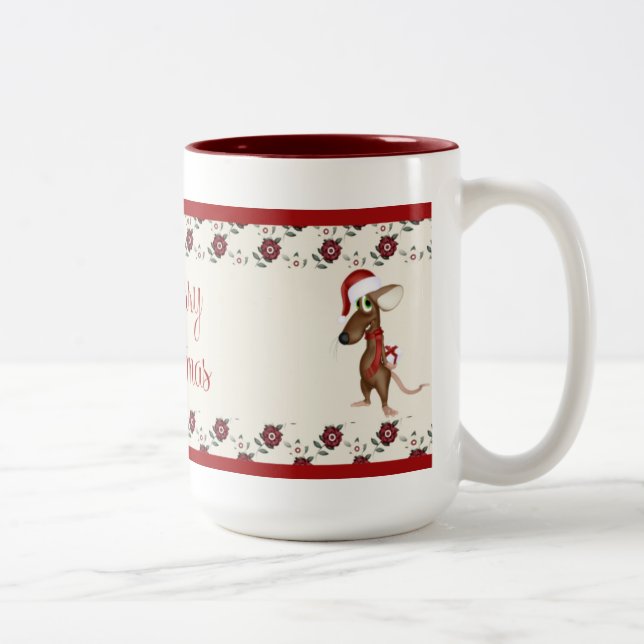 Caneca De Café Em Dois Tons Mouse de Natal Mug (Direita)