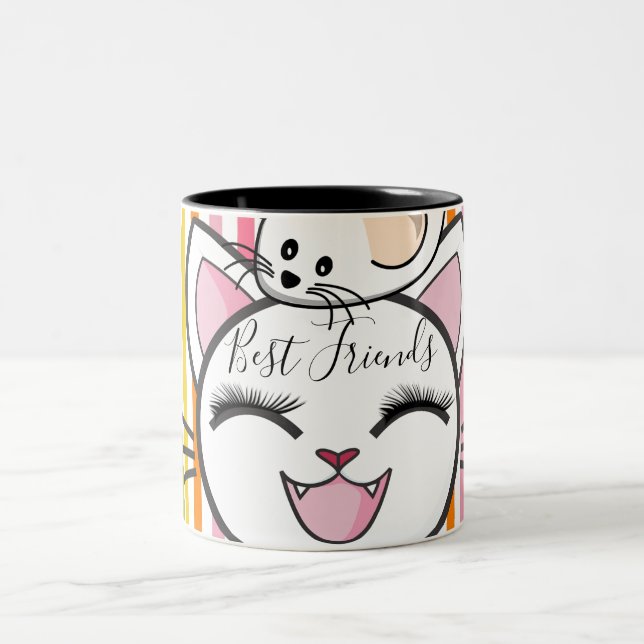 Caneca De Café Em Dois Tons Mouse Gato - Melhor Amigo (Centro)