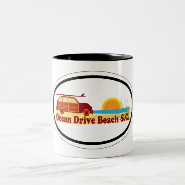 Caneca De Café Em Dois Tons Movimentação do oceano (Centro)