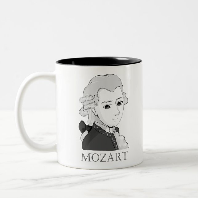 Caneca De Café Em Dois Tons Mozart na Chibi Style (Esquerda)