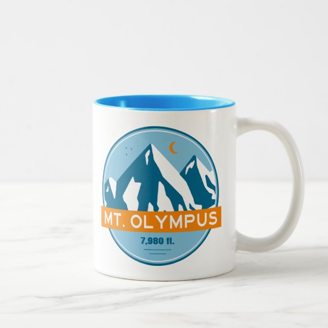 Caneca De Café Em Dois Tons Mt. Olympus Washington Estrelas Lua (Direita)