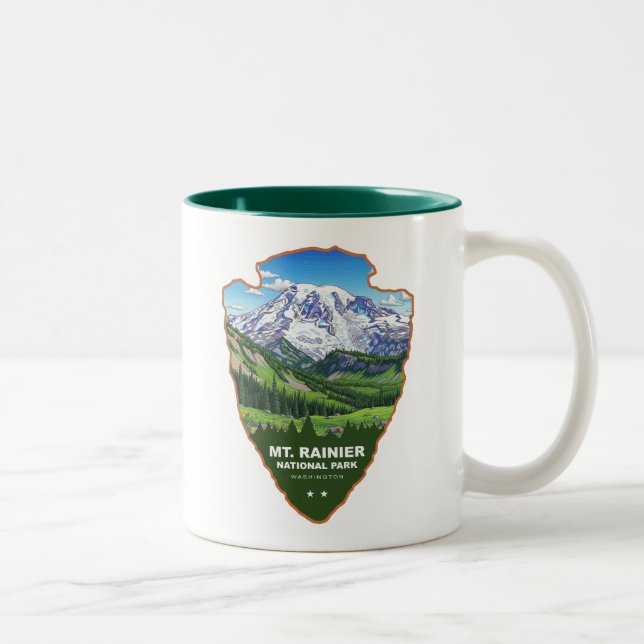 Caneca De Café Em Dois Tons Mt. Rainier National Park Arrowhead (Direita)