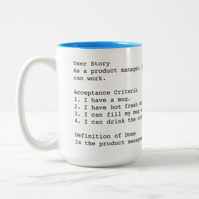 Caneca De Café Em Dois Tons Mudança de critérios de aceitação da história do u (Esquerda)