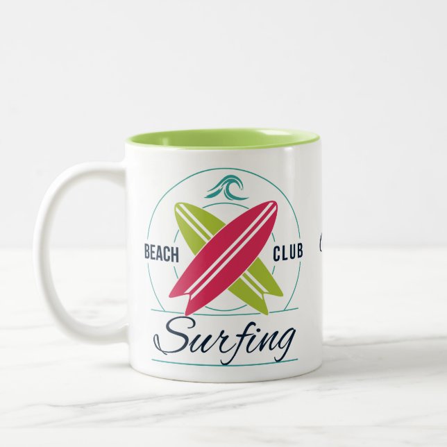 Caneca De Café Em Dois Tons Mudanças do Surfer de Nome Personalizado (Esquerda)