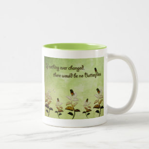Caneca De Café Em Dois Tons Mude citações da borboleta