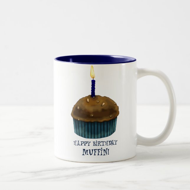 Caneca De Café Em Dois Tons Muffin do feliz aniversario (Direita)