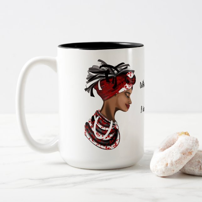 Caneca De Café Em Dois Tons Mug African Women, Reflexões (Com Donut)