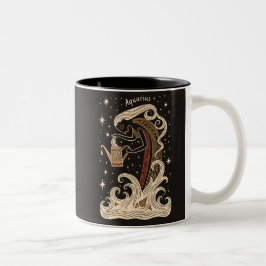 Caneca De Café Em Dois Tons Mug Aquarius Celestial Arte Bodíaca
