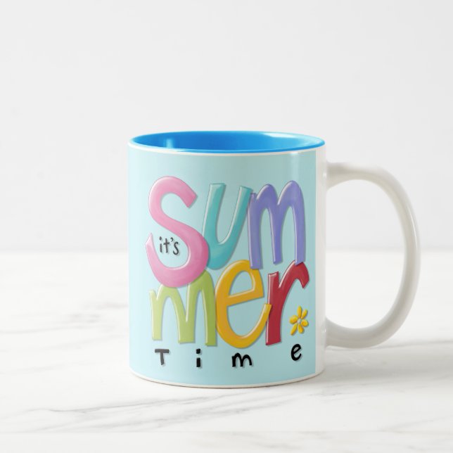 Caneca De Café Em Dois Tons Mug azul de verão (Direita)