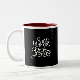 Caneca De Café Em Dois Tons Mug 'Besties de Trabalho' Negrito - Presente para