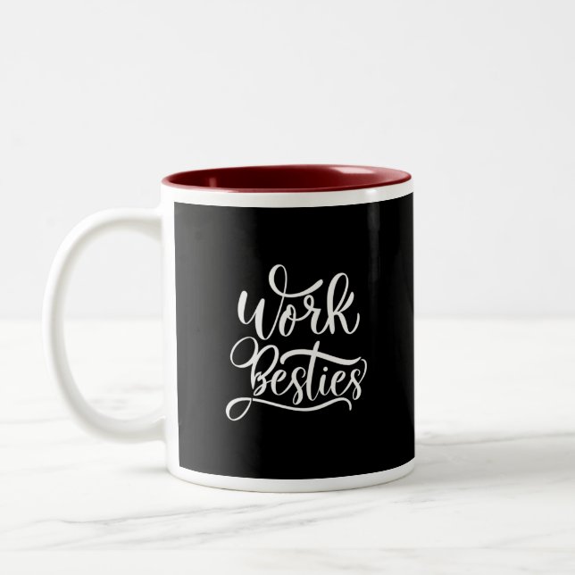 Caneca De Café Em Dois Tons Mug 'Besties de Trabalho' Negrito - Presente para  (Esquerda)