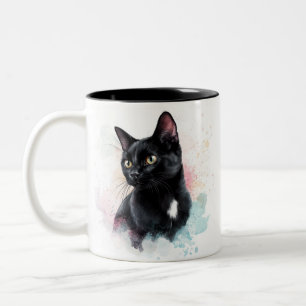 Caneca De Café Em Dois Tons Mug black cat adiciona texto próprio