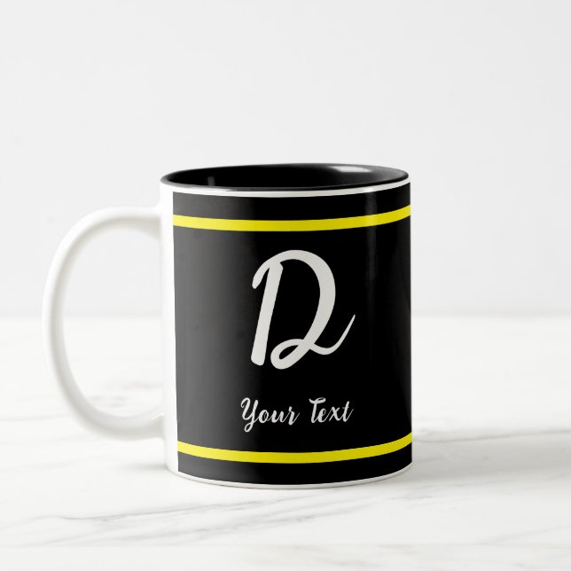 Caneca De Café Em Dois Tons Mug Black com letra D (Esquerda)