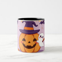 Mug Bonita De Halloween - Kawaii Pumpkin, Fantasma