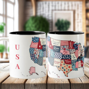 Caneca De Café Em Dois Tons Mug Café Dia da Independência dos Estados Unidos