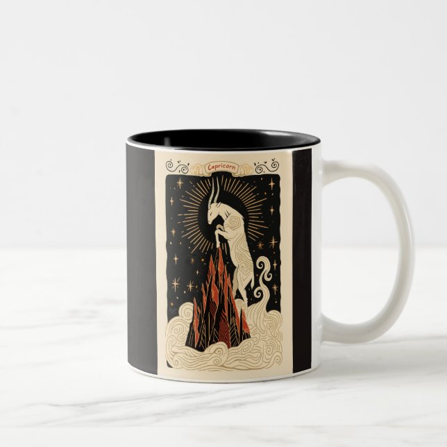 Caneca De Café Em Dois Tons Mug Capricorn Celestial Arte Bodíaca (Direita)
