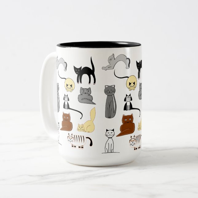 Caneca De Café Em Dois Tons Mug chats (Frente Esquerda)