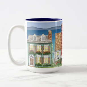 Caneca De Café Em Dois Tons Mug com belas casas na praia