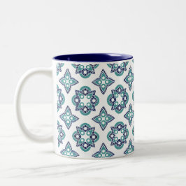 Caneca De Café Em Dois Tons Mug com design azul marinho e turquesa