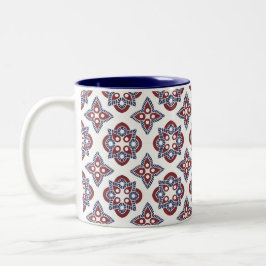 Caneca De Café Em Dois Tons Mug com padrão de marinho azul e framboesa