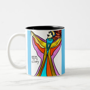 Caneca De Café Em Dois Tons Mug com pop de arte e vibração positiva