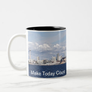 Caneca De Café Em Dois Tons Mug com Seattle Skyline e Make Today Count