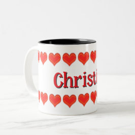 Caneca De Café Em Dois Tons Mug - Corações com Nome