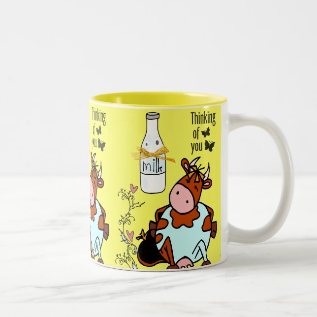 Caneca De Café Em Dois Tons Mug Cow Amarelo (Direita)