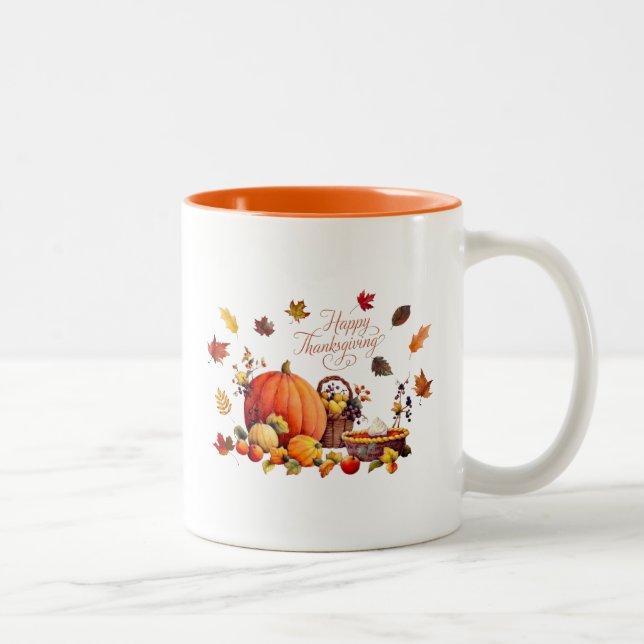 Caneca De Café Em Dois Tons Mug de Ação de Graças (Direita)