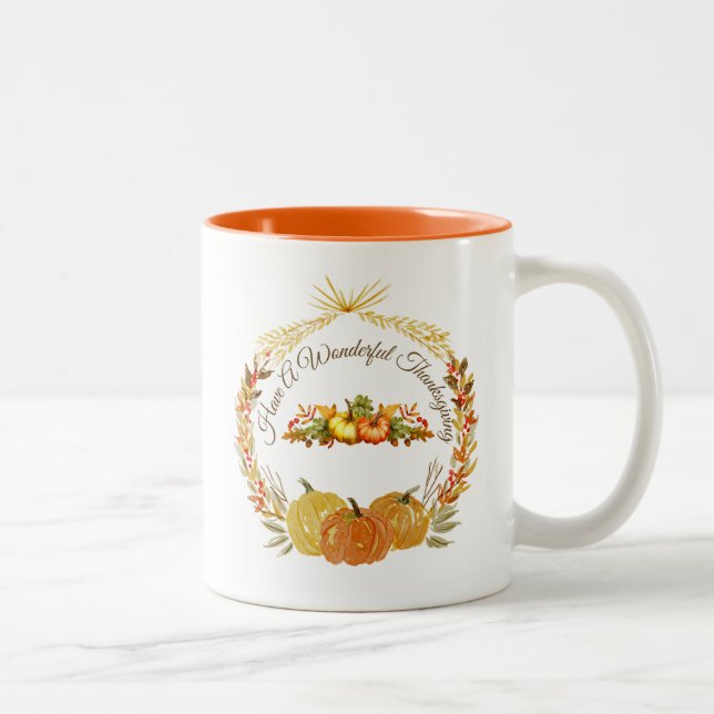 Caneca De Café Em Dois Tons Mug de Ação de Graças (Direita)