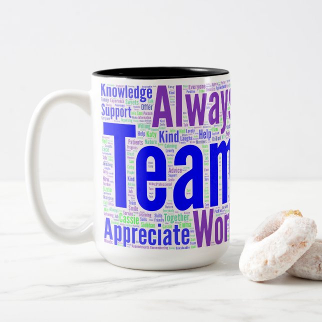 Caneca De Café Em Dois Tons Mug de Apreciação de Trabalho de Equipe (Com Donut)