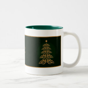 Caneca De Café Em Dois Tons Mug de Árvore de Natal Green Bell