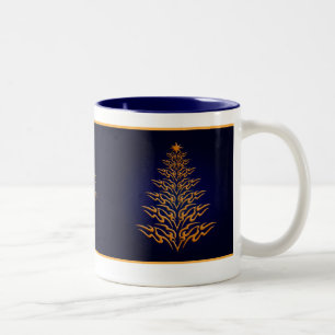 Caneca De Café Em Dois Tons Mug de árvore de Natal Na moda azul