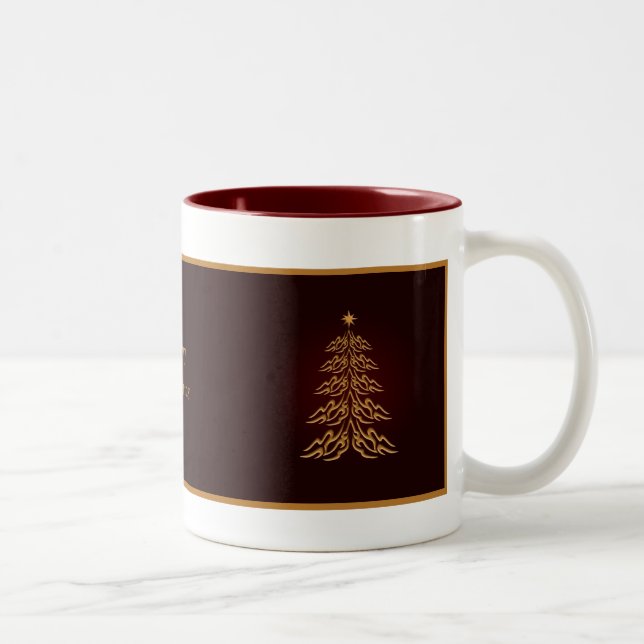 Caneca De Café Em Dois Tons Mug de Árvore de Natal Red Bell (Direita)