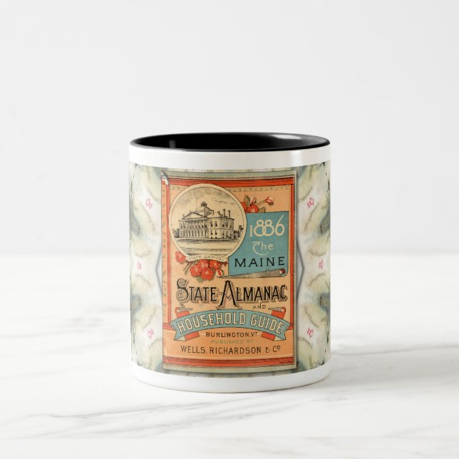 Caneca De Café Em Dois Tons Mug de café ART COBRIR MAINE ALMANAC 1886 (Centro)