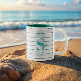 Caneca De Café Em Dois Tons Mug de café costeiro da Seacavalo de praia náutica