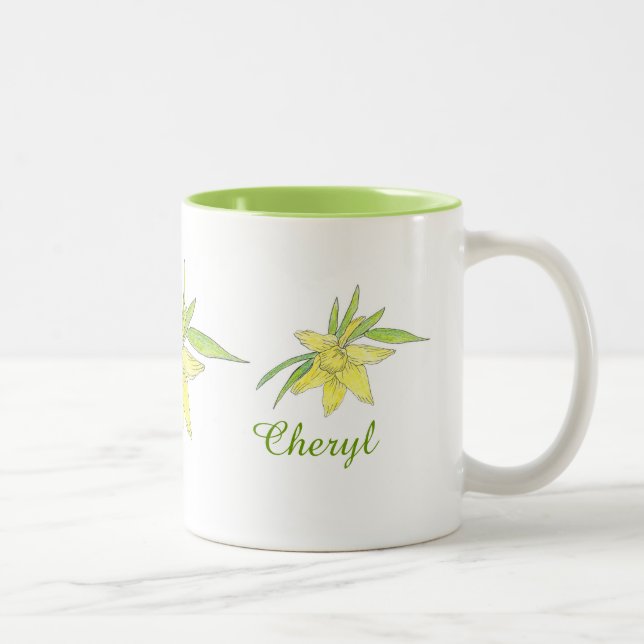 Caneca De Café Em Dois Tons Mug De Café Daffodil Personalizado (Direita)